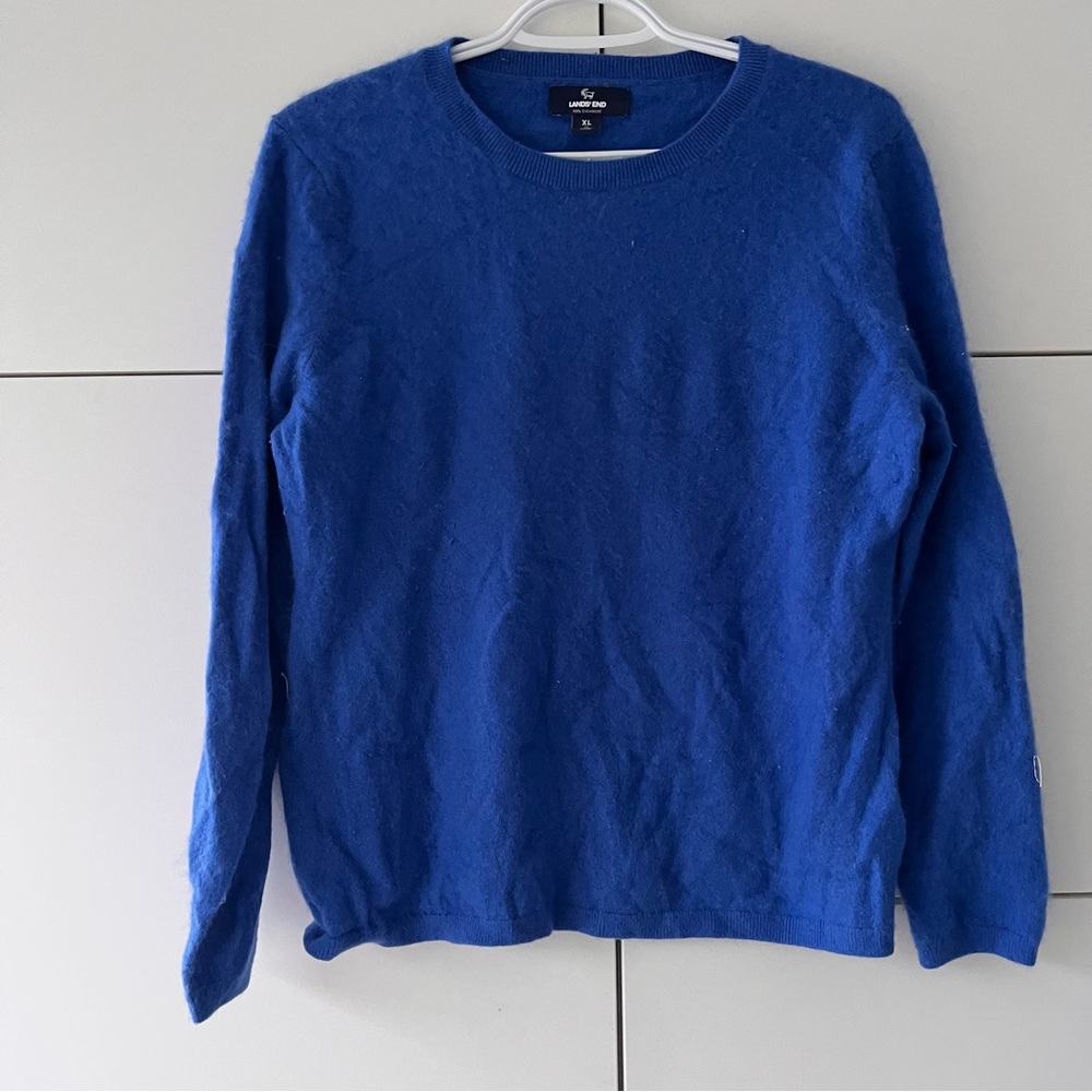 Lands' End Boy's Vibrant Blue Crew Neck Sweater